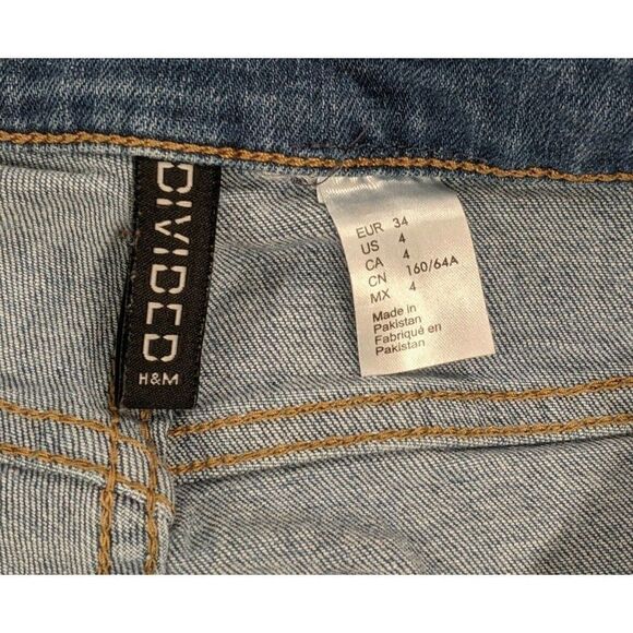 H&M Divided Womens Size 4 Blue Distressed Mid Rise Skinny Denim Jeans - Picture 8 of 9